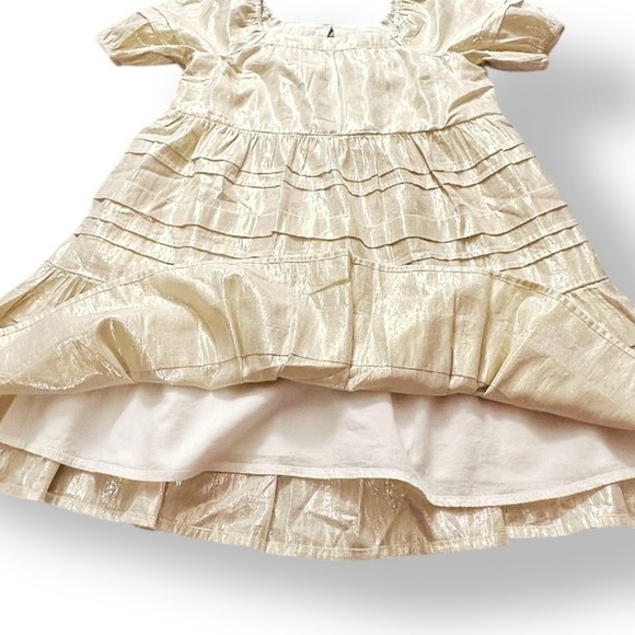 Crewcuts | Pin Tuck Dress in Gold Lamé (10) - Picture 3 of 7